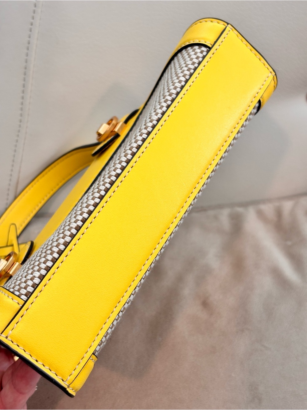 TORY BURCH Yellow Petite Lee Radziwill Woven Mini Bag NWOT - Picture 9 of 16
